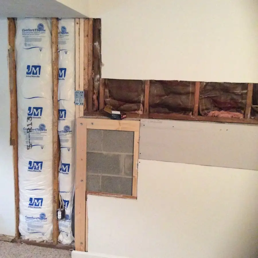 Wall insulation replacement during Contents Cleaning & Restoration in St. James